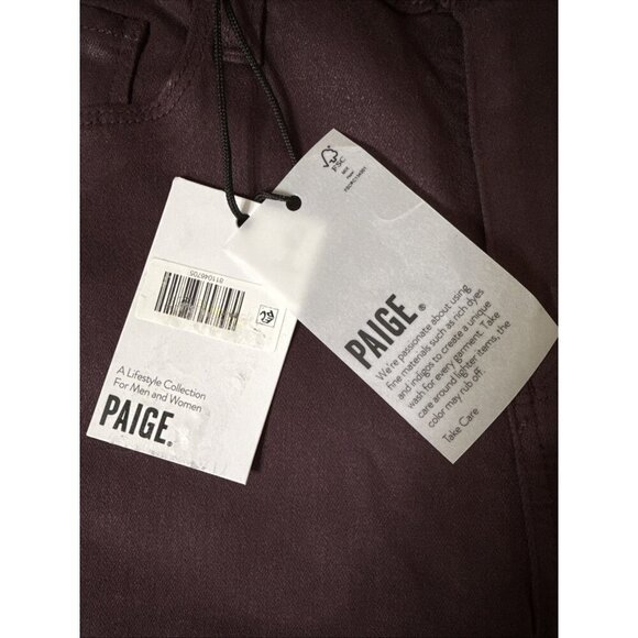New PAIGE Womens Size 31 Burgundy Coated Verdugo Ankle Jeans Pants Mid Rise NWT - Picture 6 of 9